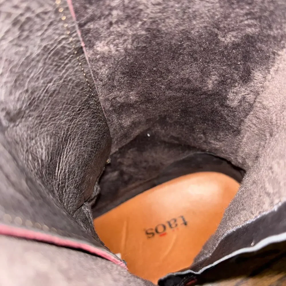 Taos Tall Crave Garnet Red Suede Lace Up Boots EU 38 US 7.5 Buckle - Picture 6 of 6